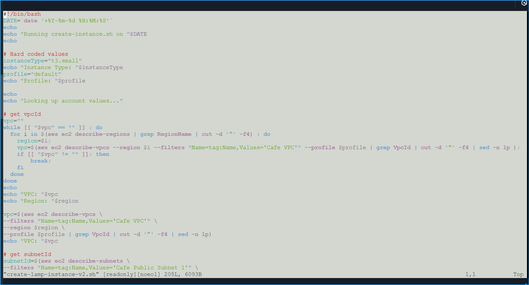 Initial Script in Vim