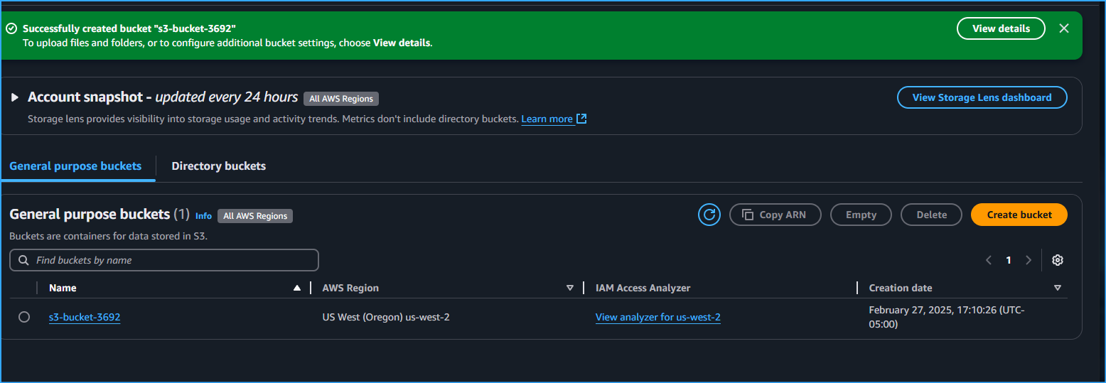 Created S3 Bucket 3692
