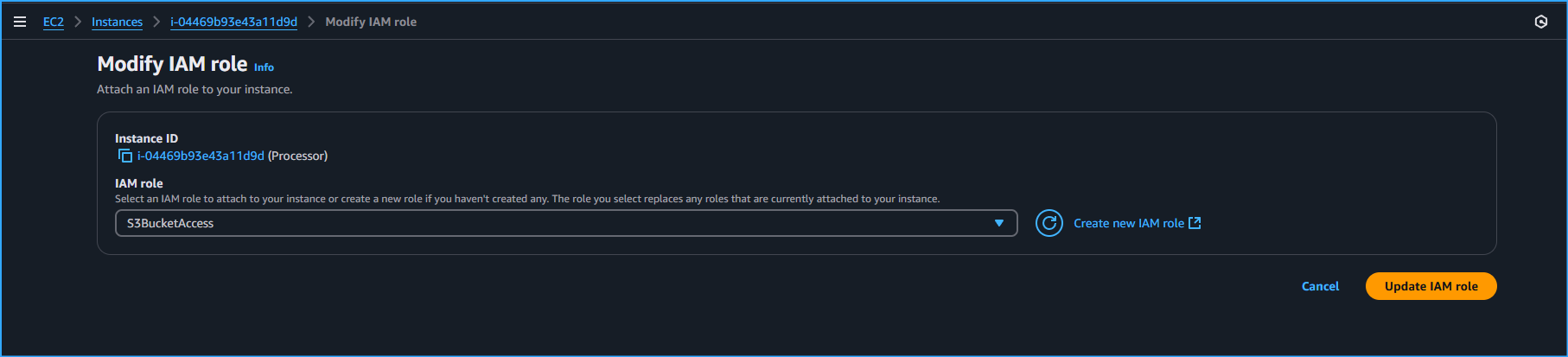 Modifying IAM Role On Processor Instance To S3 Bucket Access