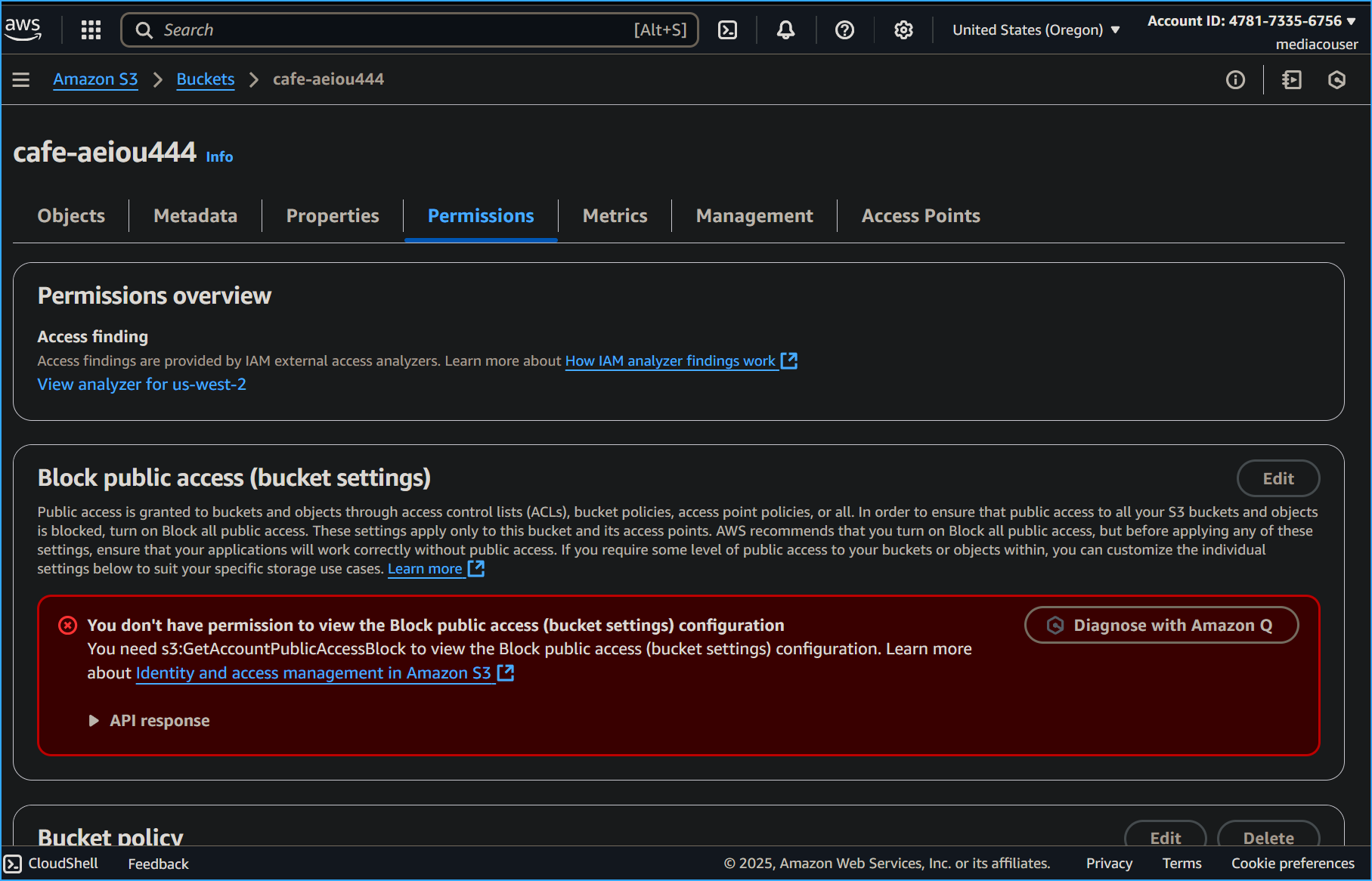 Confirmed MediaCo Cannot Change Bucket Permissions