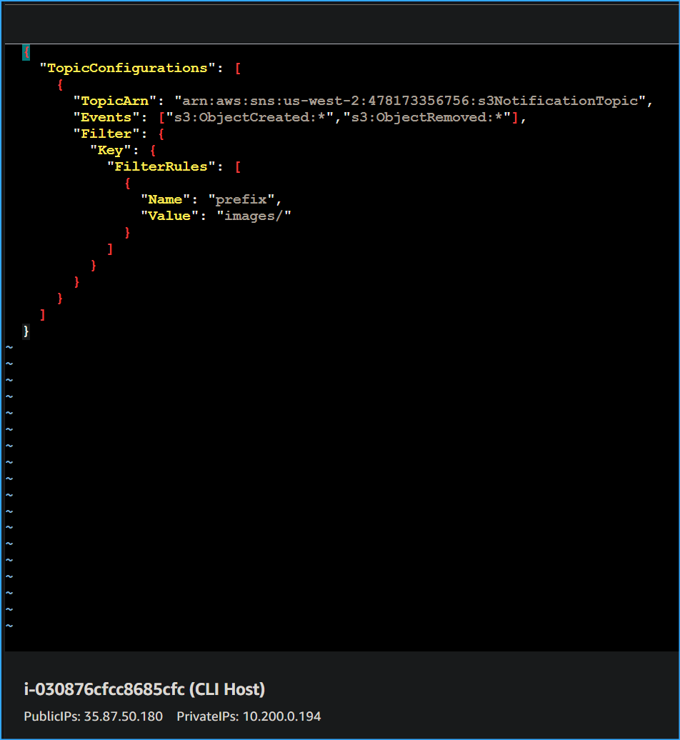 Created VIM File for S3 Event Notification Input My Info