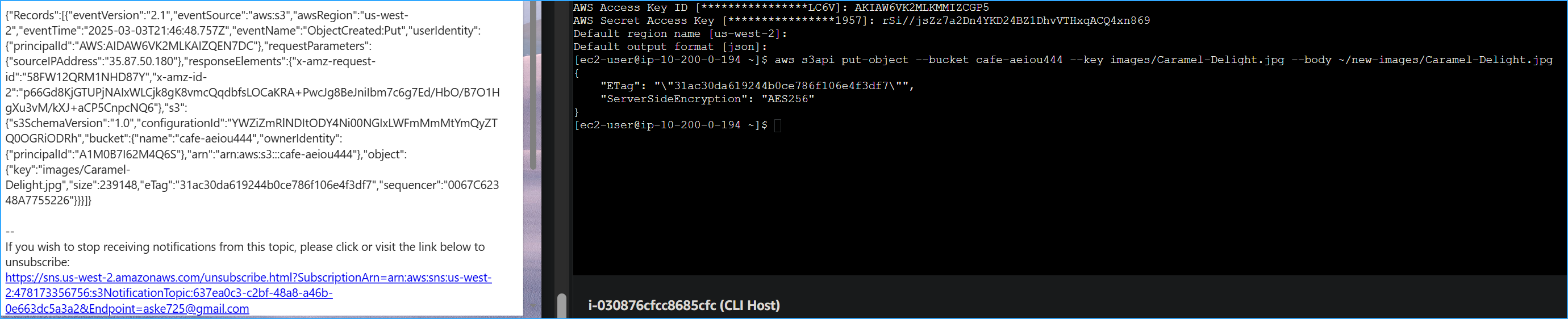 Email Notification Confirmed Put Object Event