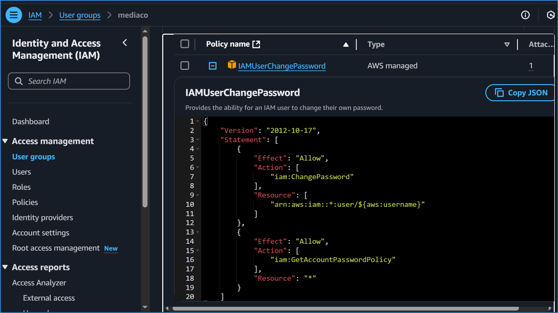 IAM User Change PW Policy