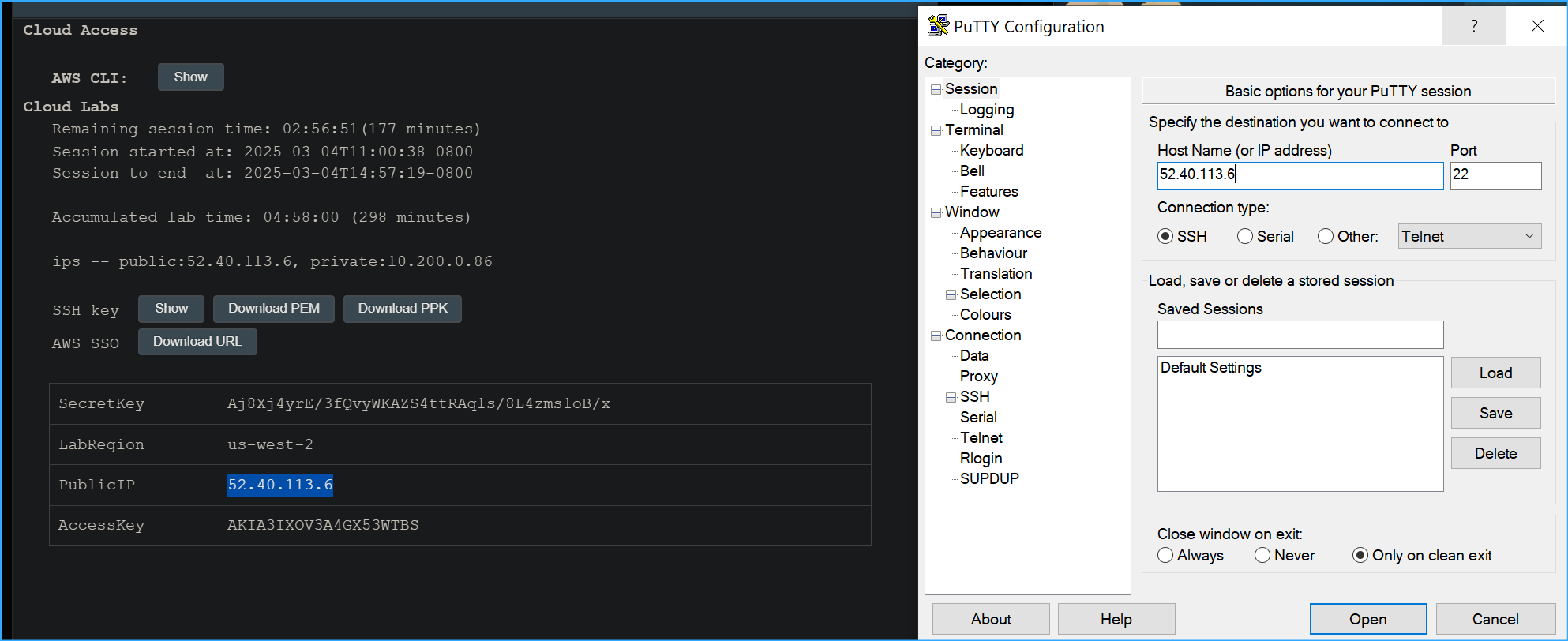 Configuring Putty One